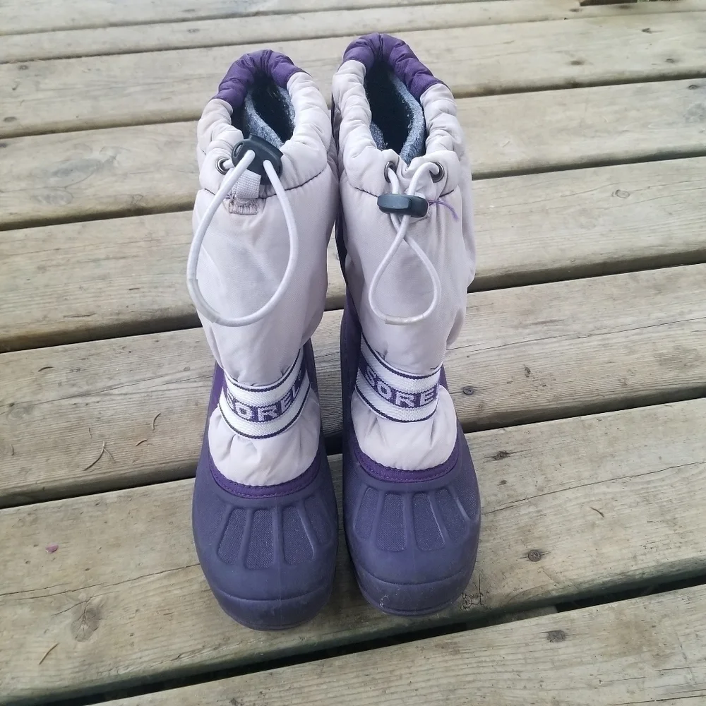 Sorel‎ Youth Cub Snow Boot Size Big Kids 4 Purple Lavender Lilac Warm Comfy